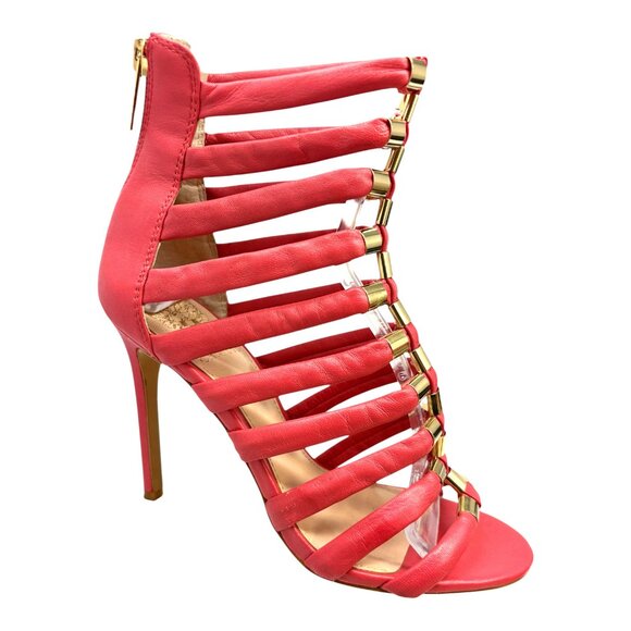 Vince Camuto Troy Pink Leather Gladiator Stiletto Sandals - Picture 4 of 11